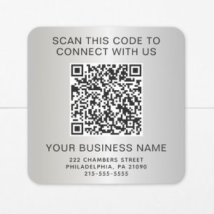 Sticker Carré Code QR Entreprise Argenté