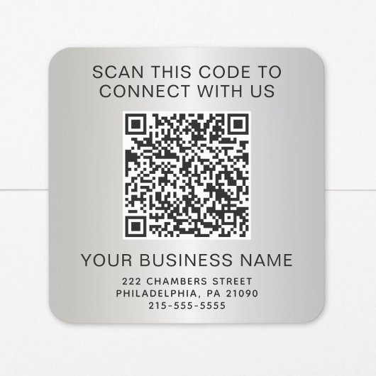 Sticker Carré Code QR Entreprise Argenté
