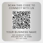 Sticker Carré Code QR Entreprise Argenté (Devant)