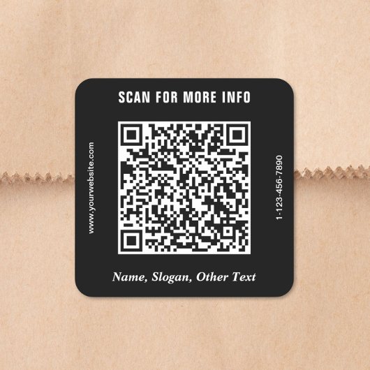 Sticker Carré Code QR Entreprise Moderne Noir
