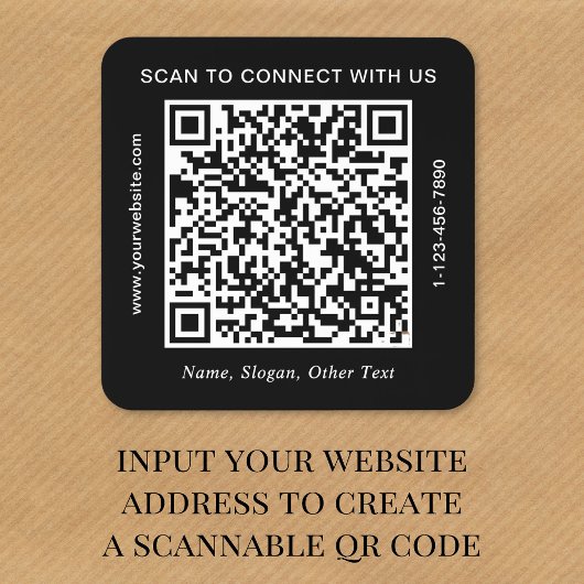 Sticker Carré Code QR Entreprise Noir