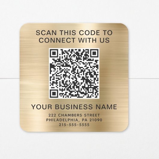 Sticker Carré Code QR Entreprise Or