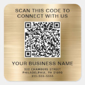 Sticker Carré Code QR Entreprise Or (Devant)