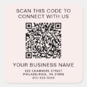 Sticker Carré Code QR Entreprise Rose (Devant)