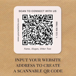 Sticker Carré Code QR Entreprise Rose
