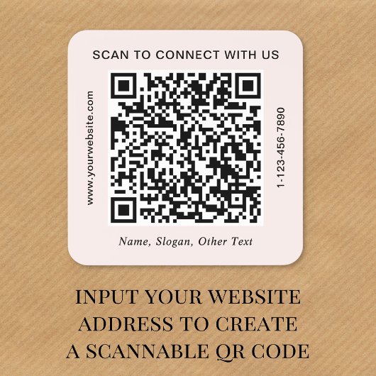 Sticker Carré Code QR Entreprise Rose