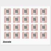 Sticker Carré Code QR Entreprise Rose Gold (Feuille)