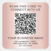 Sticker Carré Code QR Entreprise Rose Gold (Devant)