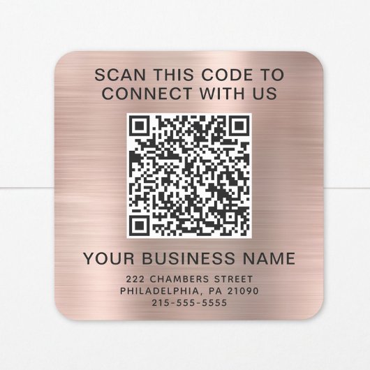 Sticker Carré Code QR Entreprise Rose Gold