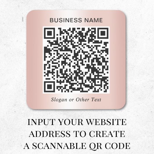 Sticker Carré Code QR Entreprise Rose Gold