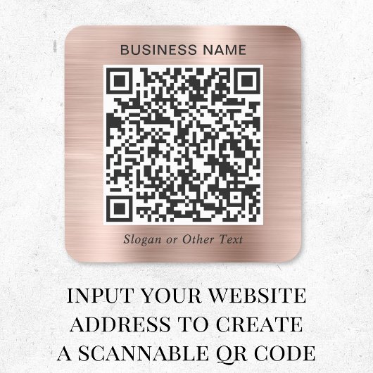 Sticker Carré Code QR Entreprise Rose Gold