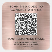 Sticker Carré Code QR Entreprise Rose Gold (Devant)