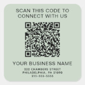 Sticker Carré Code QR Entreprise Vert Sage (Devant)