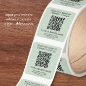 Sticker Carré Code QR Entreprise Vert Sage