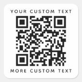 Sticker Carré Code QR et texte personnalisé haut et bas (Devant)