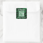 Sticker Carré Code QR forestier vert groovy objets trouvés (Sac)