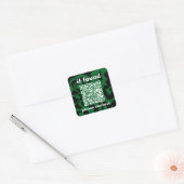 Sticker Carré Code QR forestier vert groovy objets trouvés (Enveloppe)