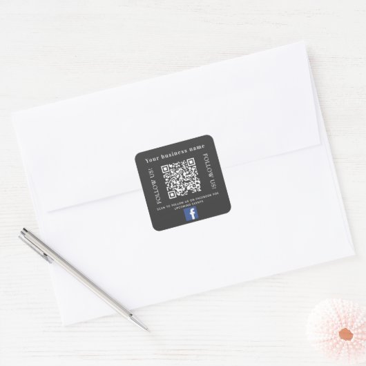 Sticker Carré Code qr gris charbon d'entreprise Facebook (Enveloppe)