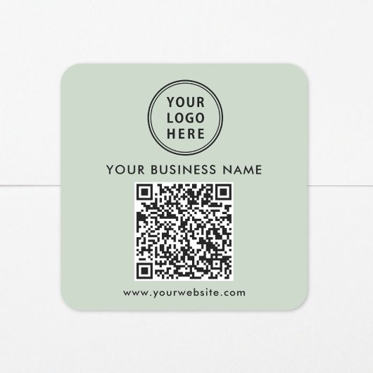 Sticker Carré Code QR Logo Entreprise Vert Sage