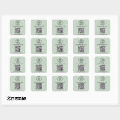 Sticker Carré Code QR Logo Entreprise Vert Sage (Feuille)