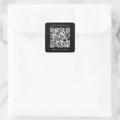 Sticker Carré Code QR Mariage minimal Enregistrer la date Noir (Sac)
