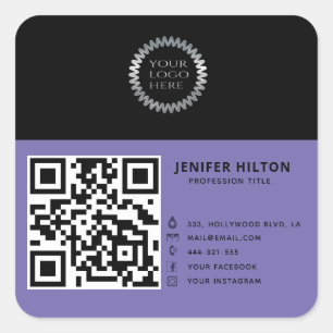 Sticker Carré Code QR minimaliste entreprise de logo de médias s