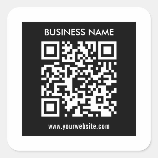 Sticker Carré Code QR modifiable (généré instantanément) | Noir (Devant)