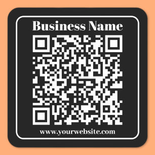 Sticker Carré Code QR modifiable Style Rétro Moderne Noir & Blan