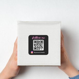 Sticker Carré Code QR Neon Suivez-nous sur Instagram Médias Soci