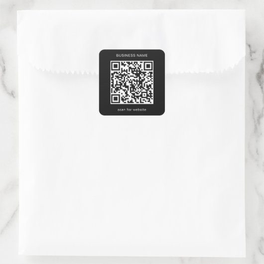 Sticker Carré Code QR noir simple d'entreprise (Sac)