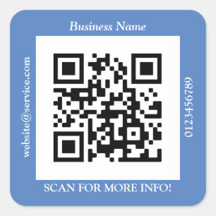 Sticker Carré Code QR Nom du site Web de l'entreprise Promo, Ble