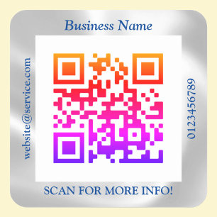 Sticker Carré Code QR Nom du site Web de l'entreprise Promo, iri