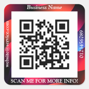 Sticker Carré Code QR Nom du site Web Promo entreprise, Géométri
