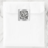 Sticker Carré Code QR Nom promotionnel Contact Adresse Web Gris (Sac)