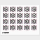 Sticker Carré Code QR Nom promotionnel Contact Adresse Web Rose (Feuille)