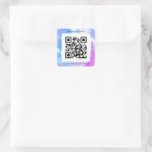 Sticker Carré Code QR Nom site Web Promo entreprise, iridescent (Sac)