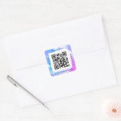 Sticker Carré Code QR Nom site Web Promo entreprise, iridescent (Enveloppe)