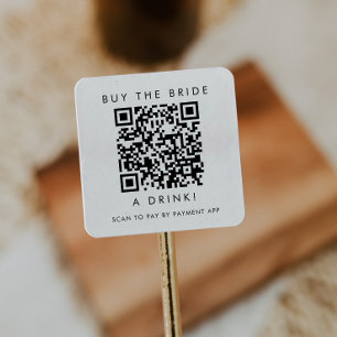 Sticker Carré Code QR « Offrez un verre à la mariée » Typographi