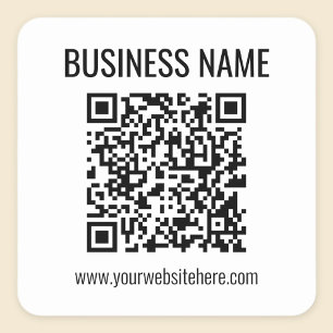 Sticker Carré Code QR personnalisable & nom de l'entreprise