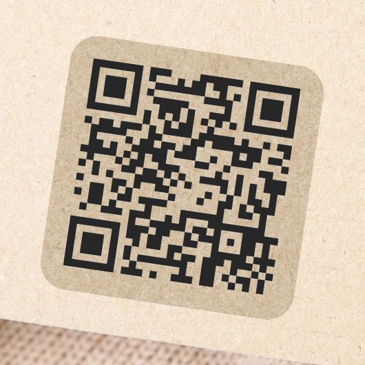 Sticker Carré Code QR personnalisé Aspect papier Kraft