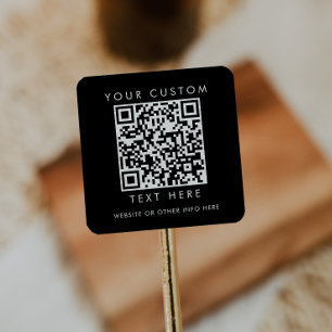 Sticker Carré Code QR personnalisé Chic Black Small Business