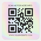 Sticker Carré Code QR personnalisé et Promo Holographique Pastel (Devant)