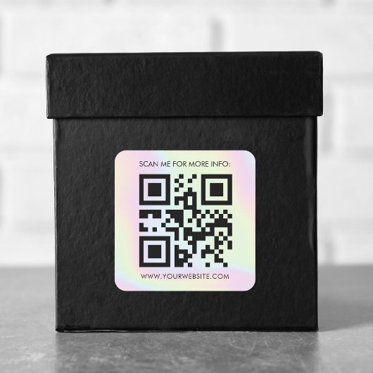 Sticker Carré Code QR personnalisé et Promo Holographique Pastel