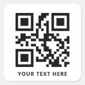 Sticker Carré Code QR personnalisé et promotion du texte blanc (Devant)
