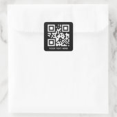 Sticker Carré Code QR personnalisé et promotion du texte noir (Sac)