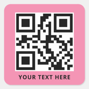 Sticker Carré Code QR personnalisé et promotion du texte rose