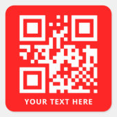 Sticker Carré Code QR personnalisé et promotion du texte rouge (Devant)