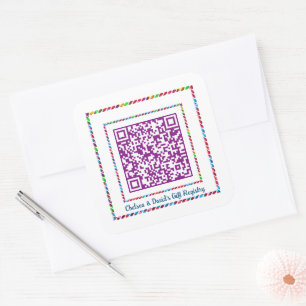 Sticker Carré Code QR personnalisé Jellybean Color Frame Cadeau