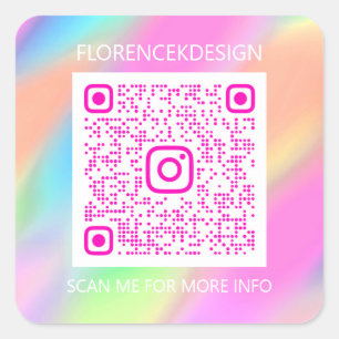 Sticker Carré Code QR personnalisé logo Beauté Shop Holographe r