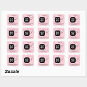 Sticker Carré Code QR personnalisé rose (Feuille)